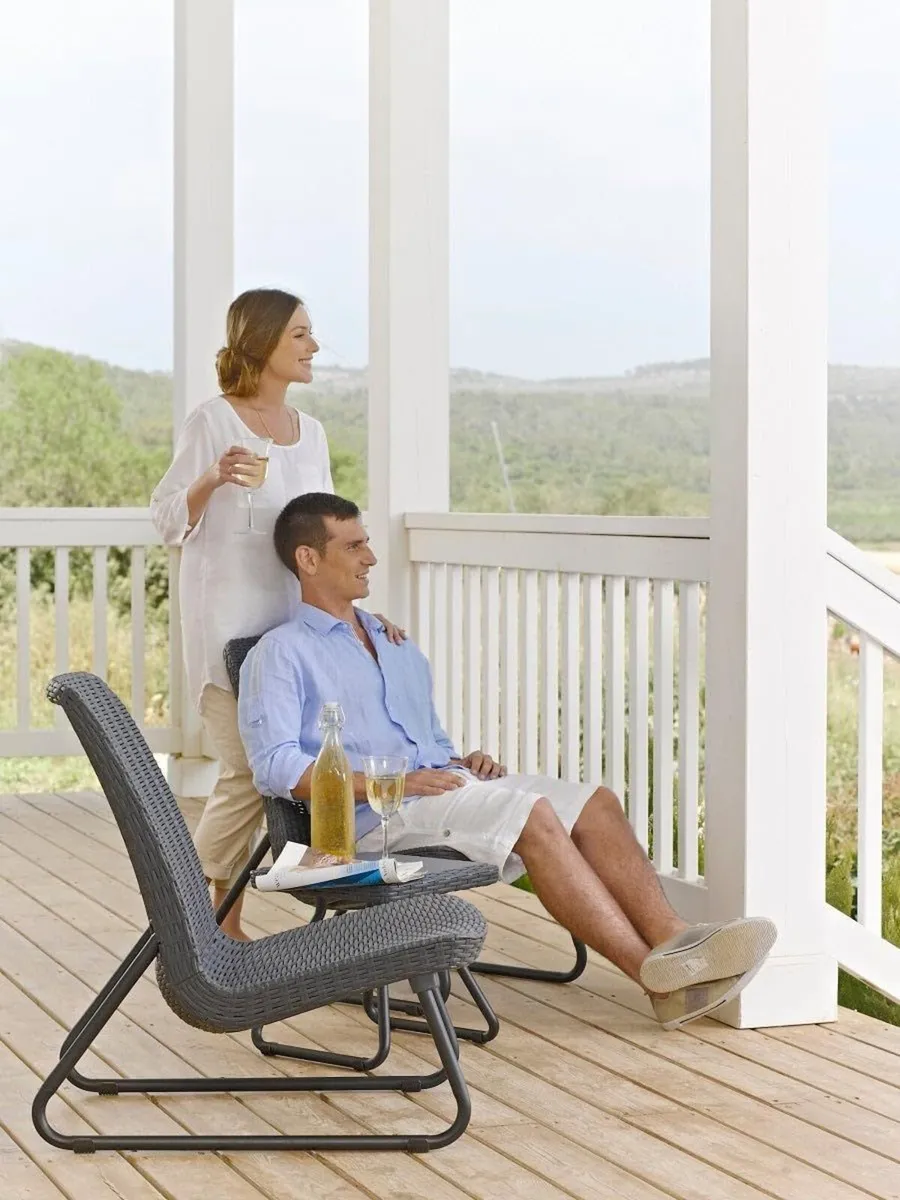 Patio Set Low-Level Two-Seater with Table Stylish - Image 3