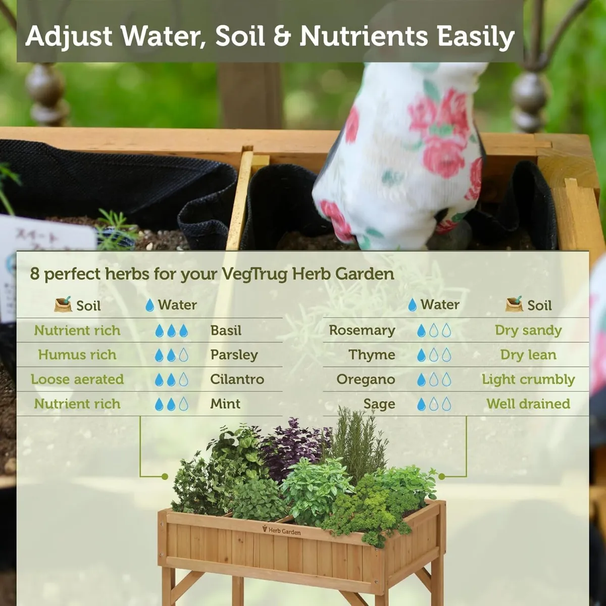 8 Pocket Herb Planter Natural 78x58x80CM - Image 4