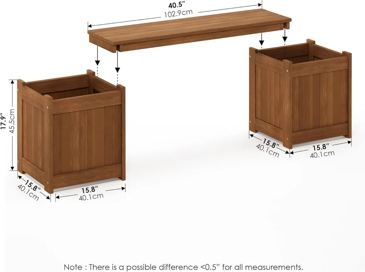 Planter Box in Teak Oil Wood Natural 182.12 - Image 4