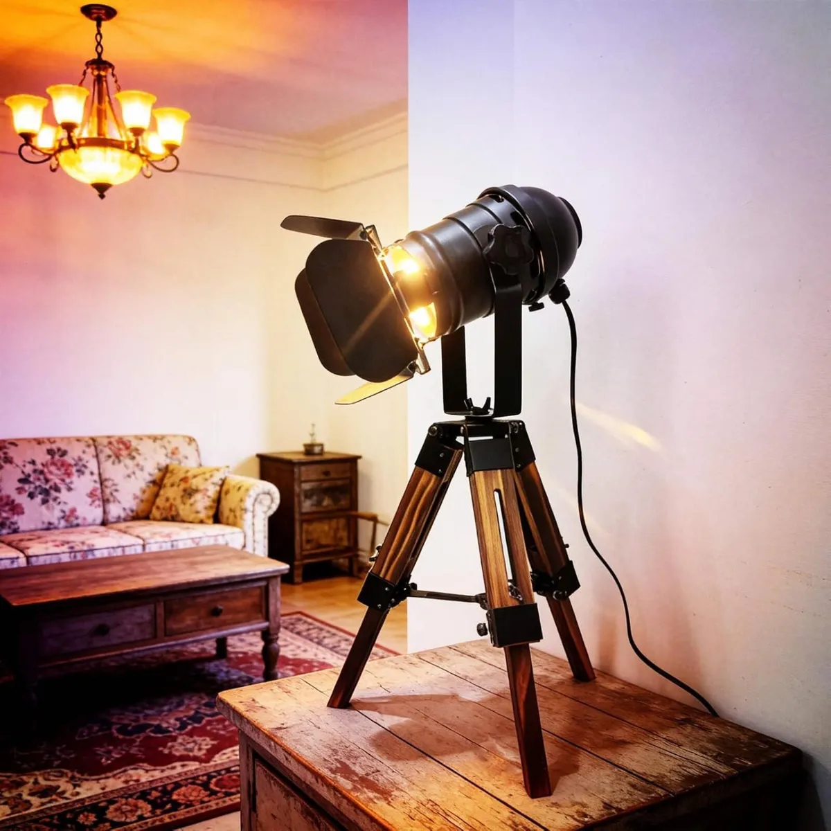 Industrial Tripod Floor Lamp Stand Lights 5m Cable - Image 3