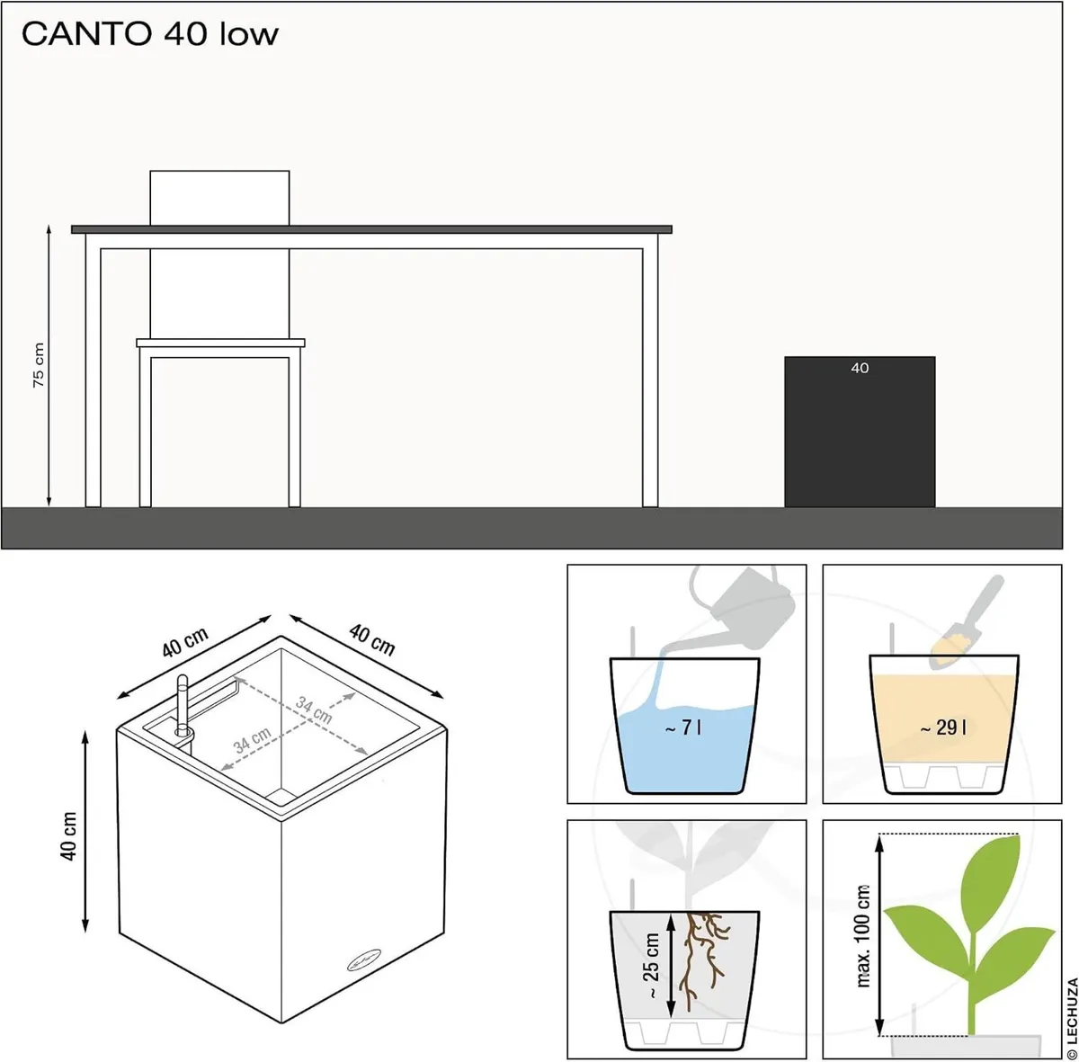 Self Watering Plant Pot Canto Stone 40 Low (1 - Image 4