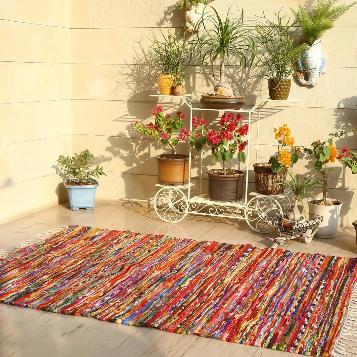 Polar Chindi Area Rug Reversible Recycled - Image 1
