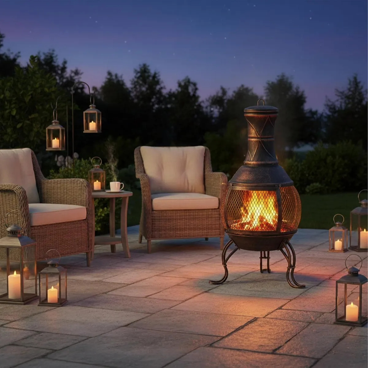 Chiminea Fire Poker Grate Spark Guard Garden Patio - Image 3