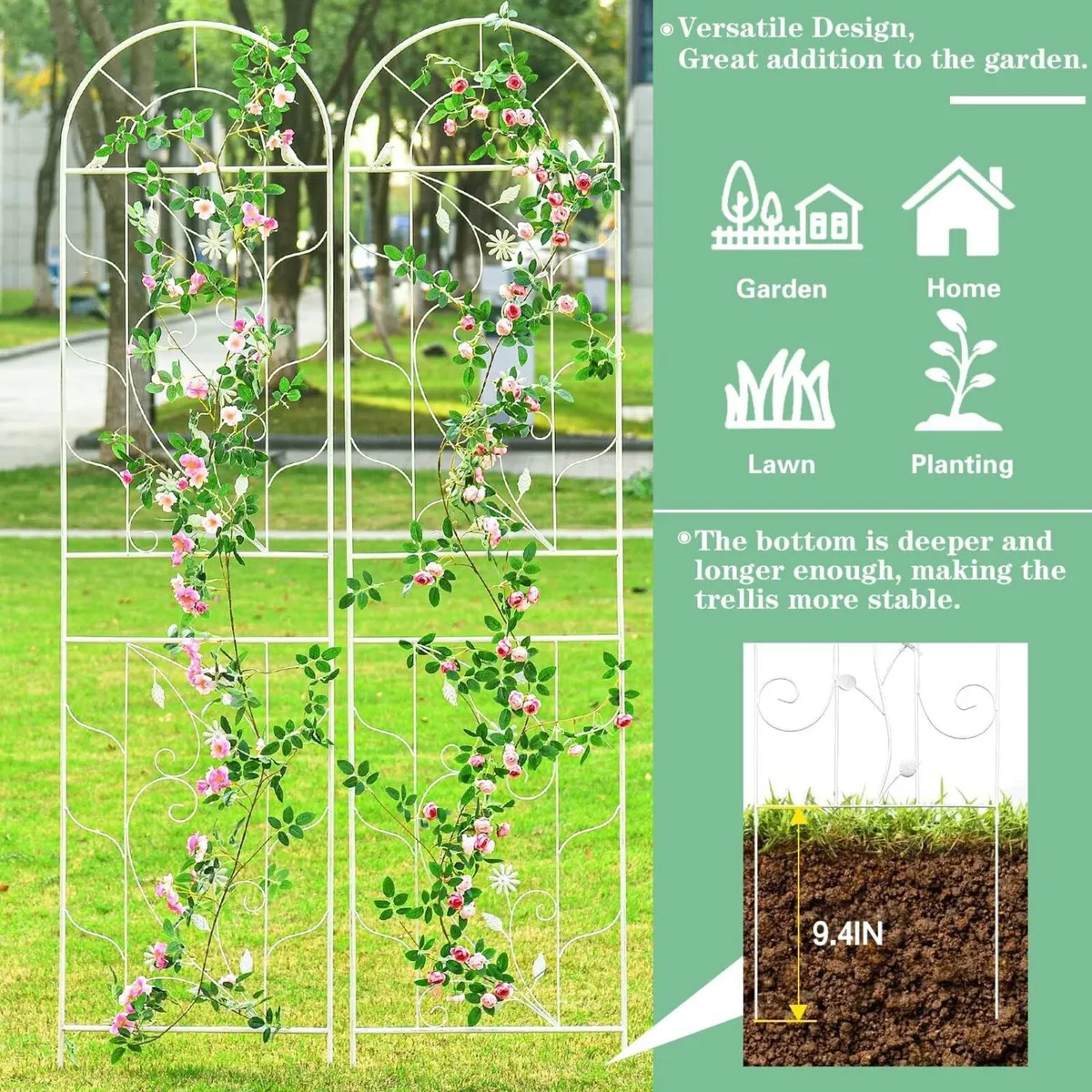 Large Wrought Iron Garden Trellises for Climbing - Image 4