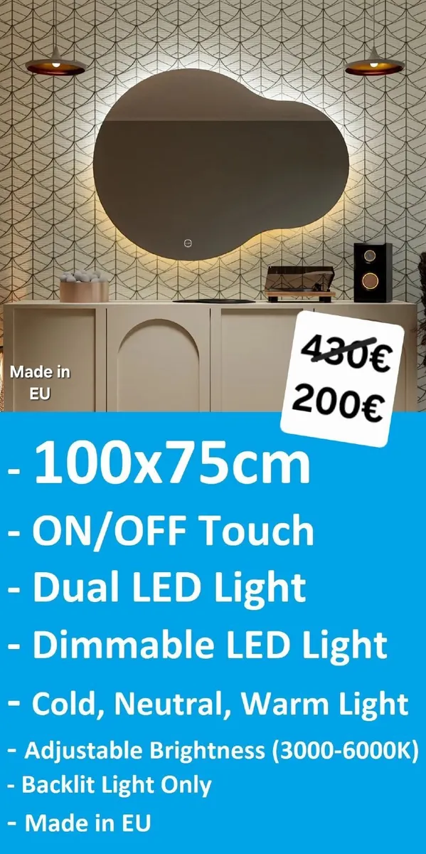 LED Bathroom Mirror 100x75cm Dual LED Light Touch