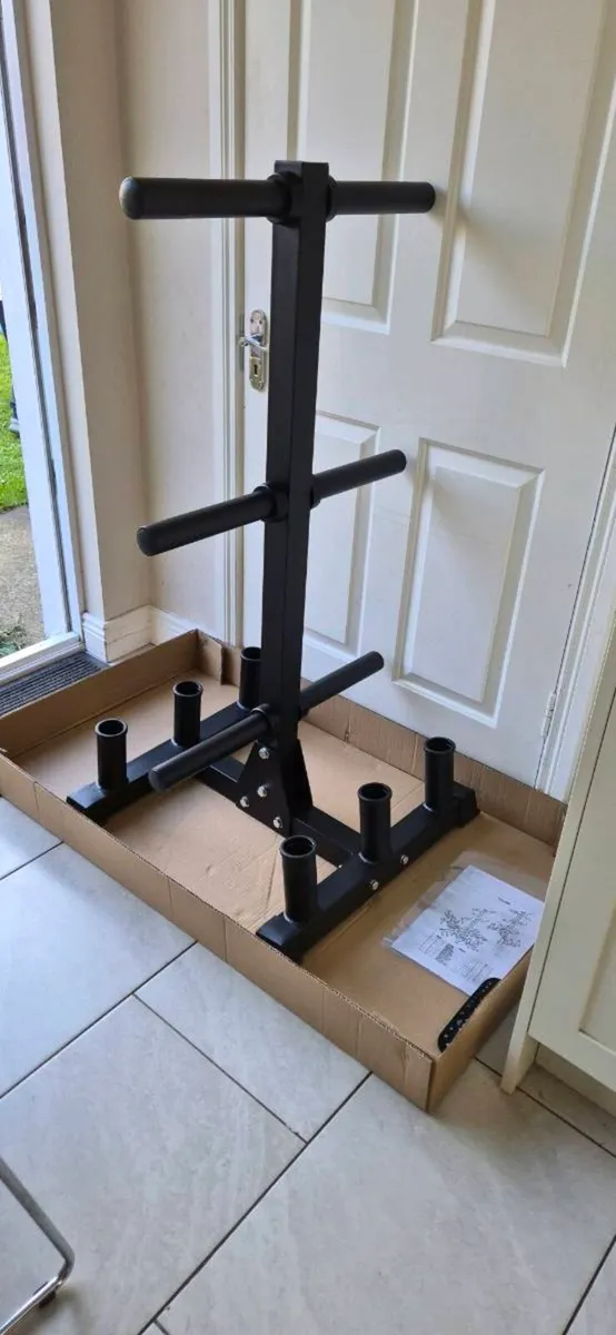 Brand new heavy duty olympic bar and plate tree - Image 4
