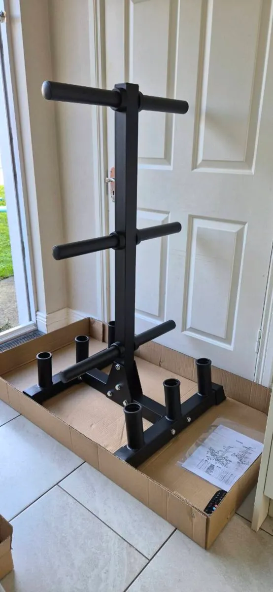 Brand new heavy duty olympic bar and plate tree - Image 3