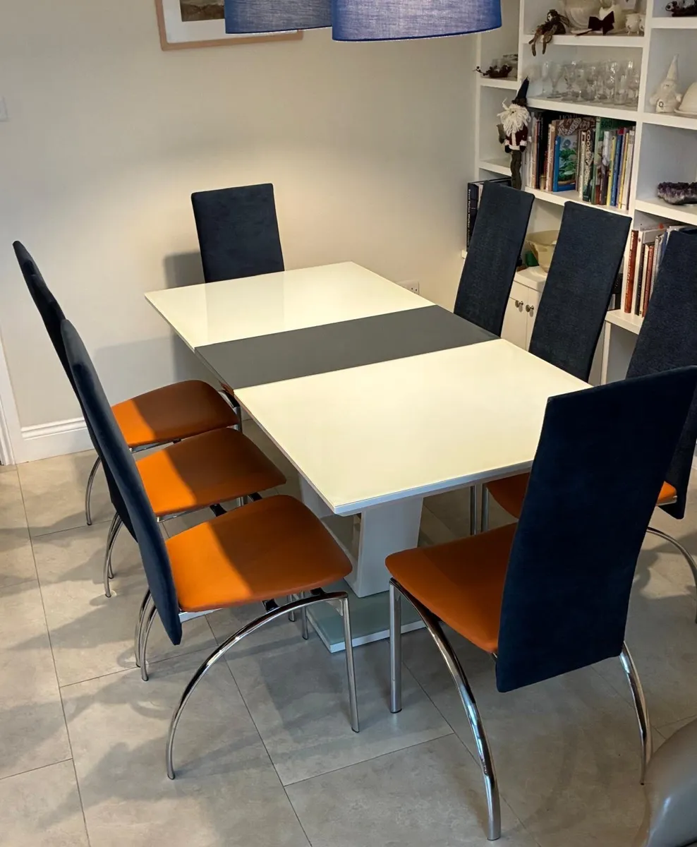 Dining Table & 8 Colour Block Dining Chairs - Image 3