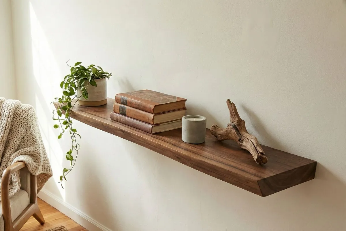 Live Edge Walnut Floating Shelf | Made to Measure - Image 2