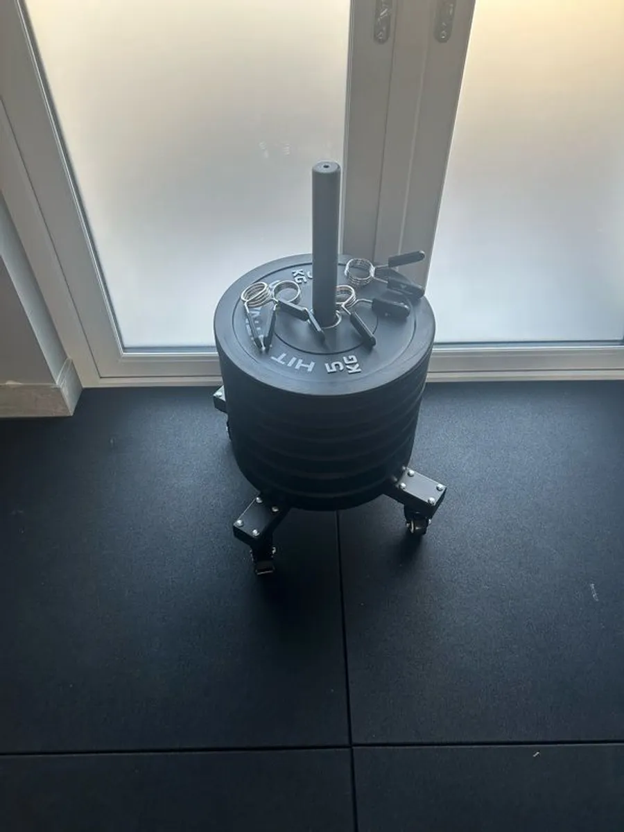 Olympic Bumper Plates 100kg Set and Storage Trolley - Image 4