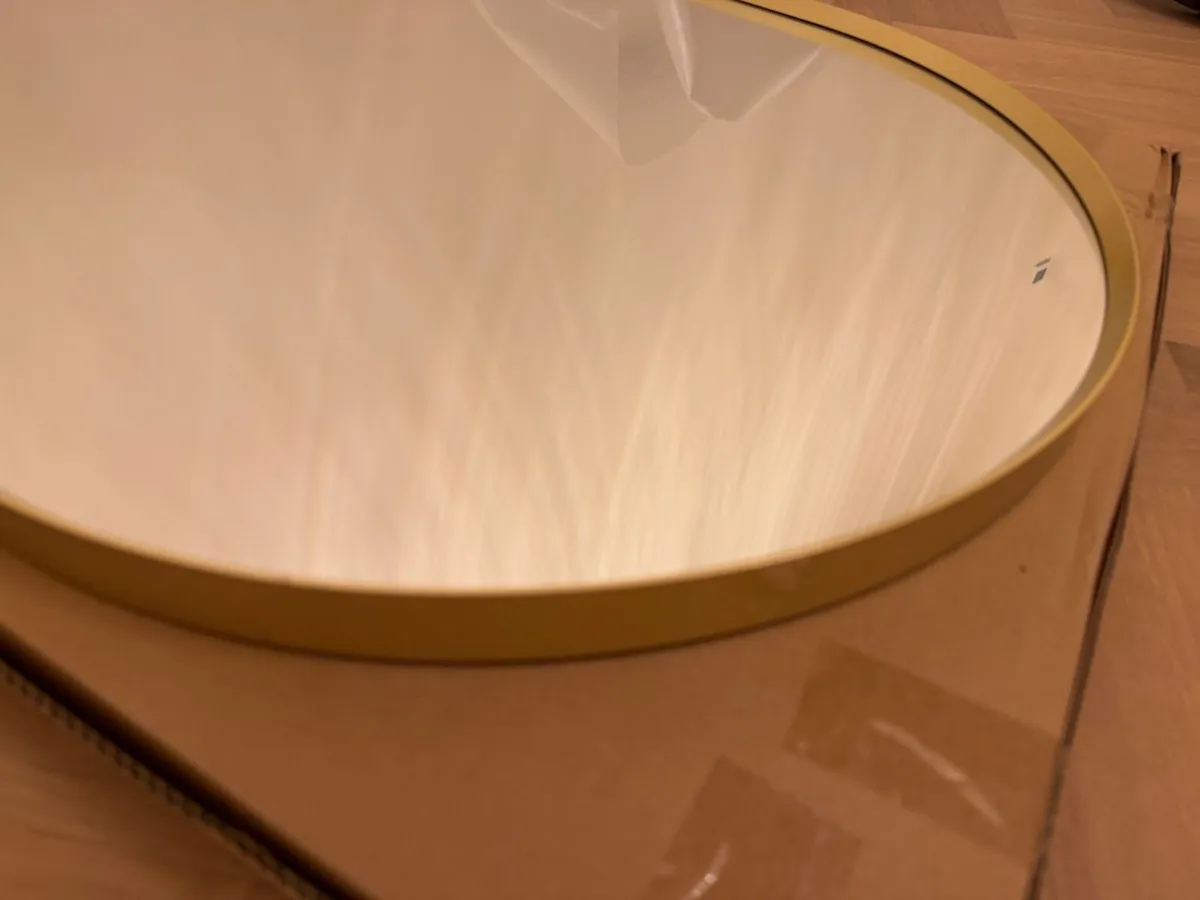 Brushed Brass Pill Shaped Mirror - Image 3