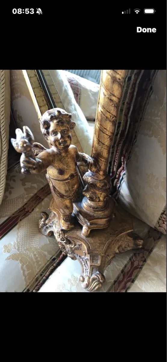 Antique Harp Shaped Tabletop Mirror - Image 4