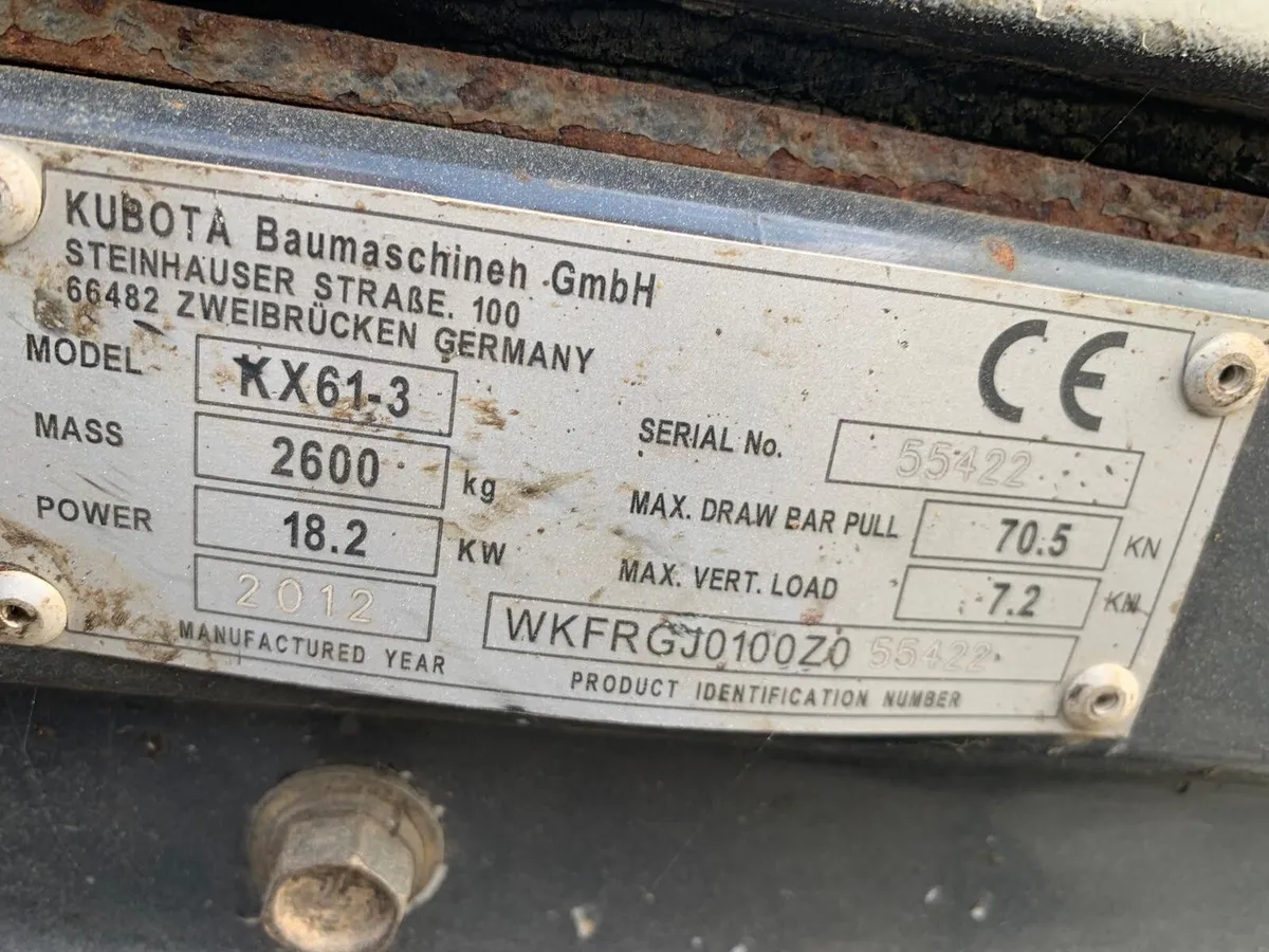KUBOTA KX61-3 MINI DIGGER, 2012 - Image 3