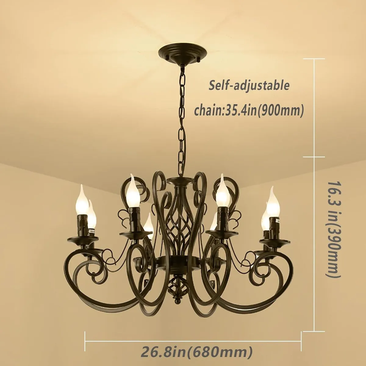 French Country Chandelier Shabby Chic Vintage 8 - Image 3