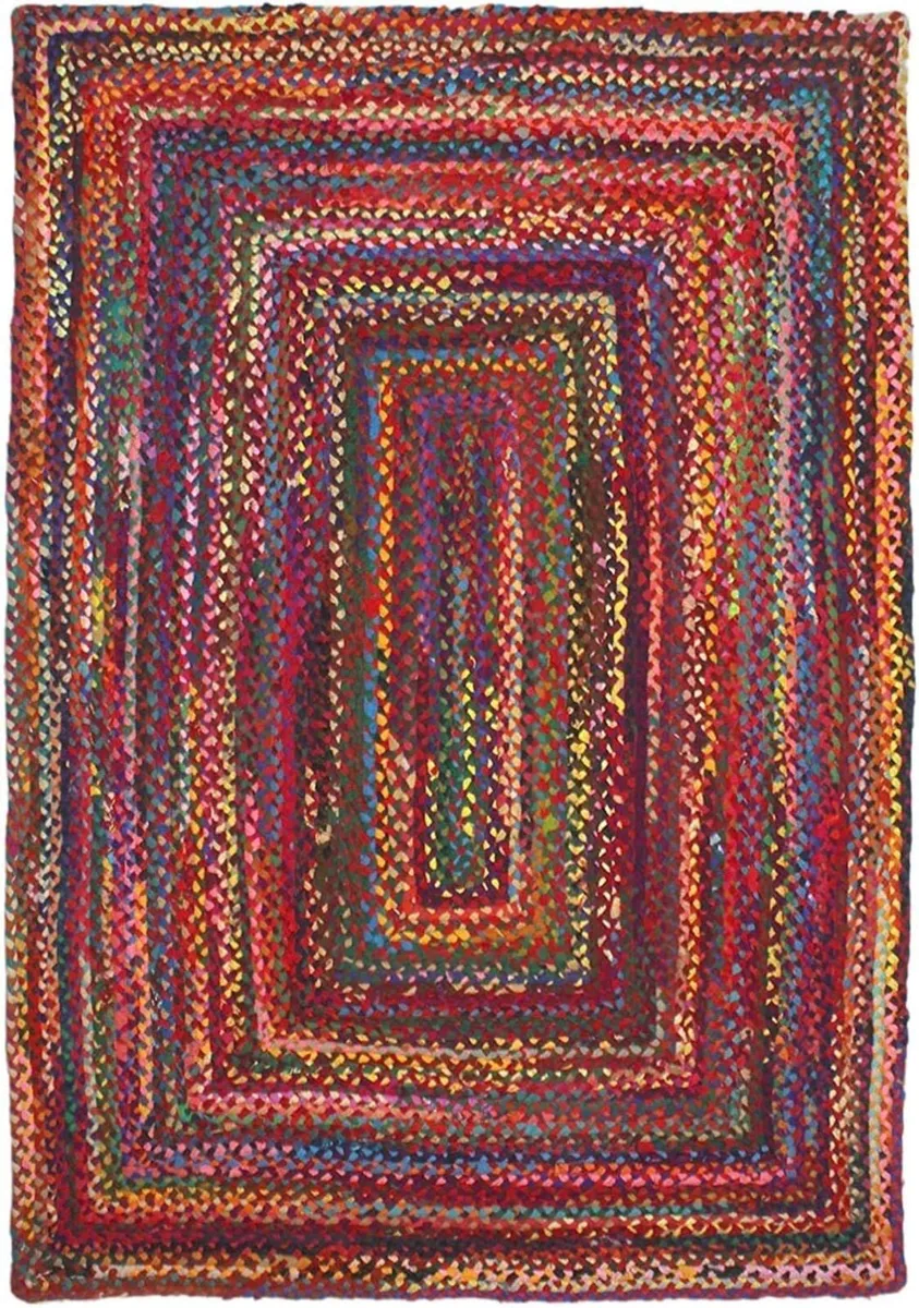 Handmade Chindi Jute Braid Rag Rug Round Boho - Image 2