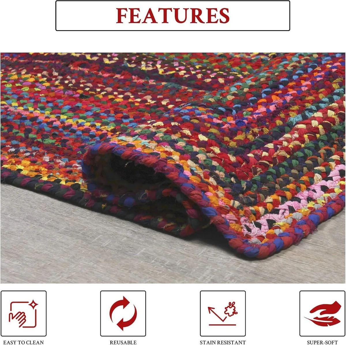 Handmade Chindi Jute Braid Rag Rug Round Boho - Image 3