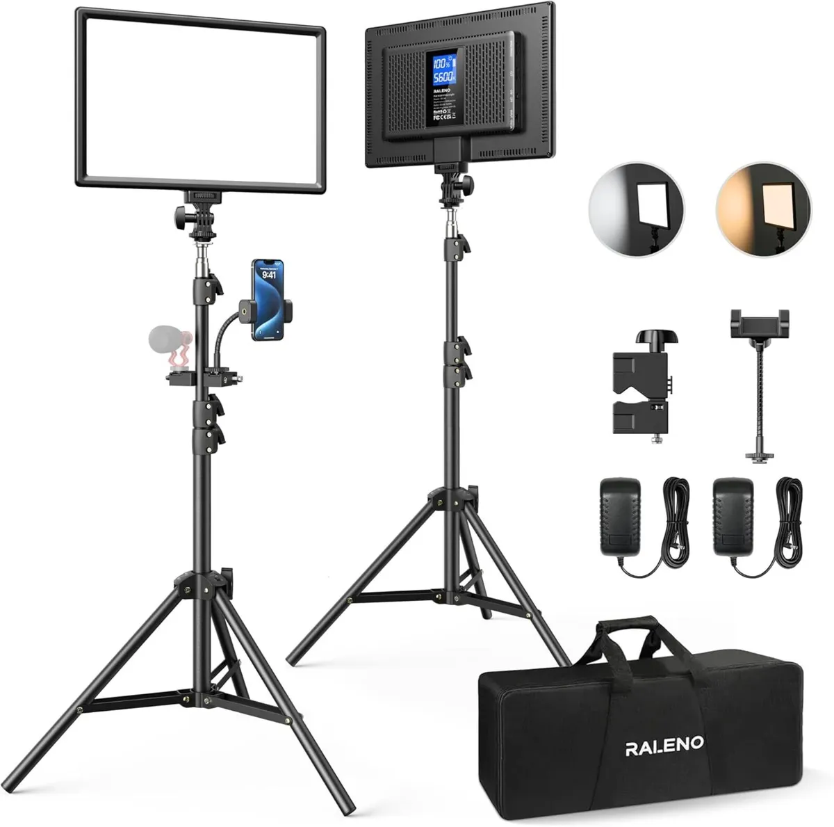 2-Pack 13" LED Video Light Kit with 170CM - Image 1
