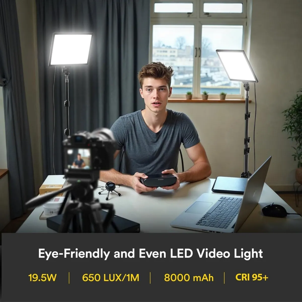 2-Pack 13" LED Video Light Kit with 170CM - Image 3