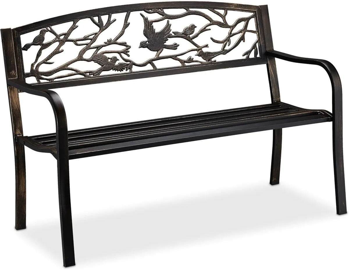 Garden Bench Bird Design 2 Seater Vintage - Image 1
