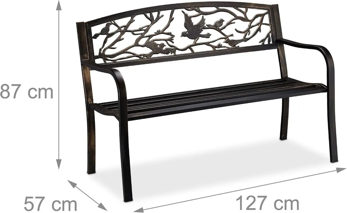 Garden Bench Bird Design 2 Seater Vintage - Image 3