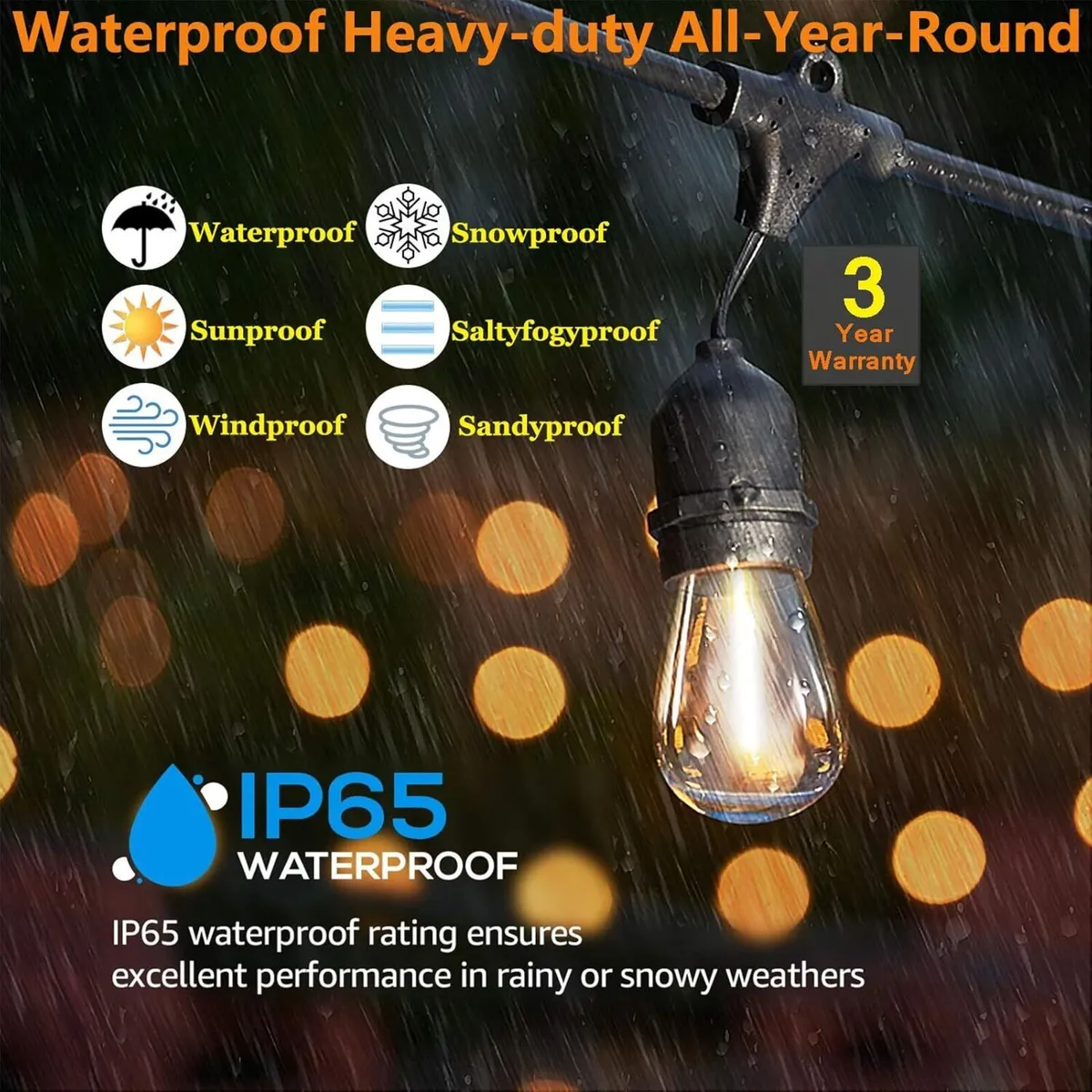 Outdoor String Lights LED Mains 30 Meters Festoon - Image 3