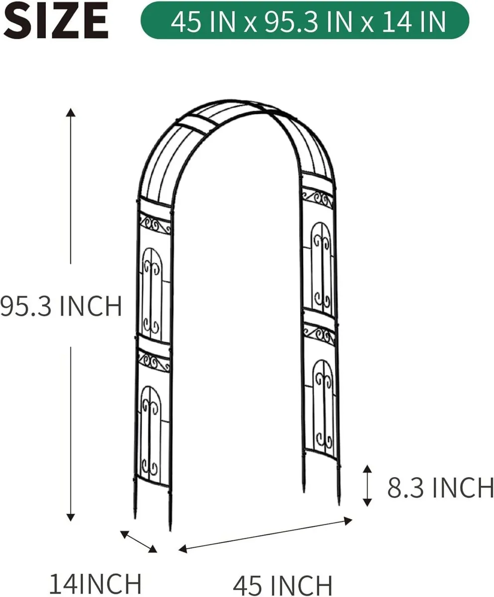 Rose Arch Arbour 87"h X 45"w Iron Curved - Image 3