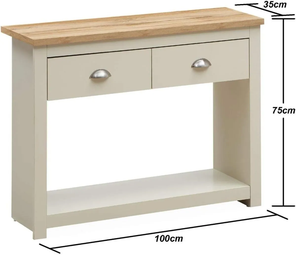 Console Hallway Side Table 2 Drawers Shelf Desk - Image 2