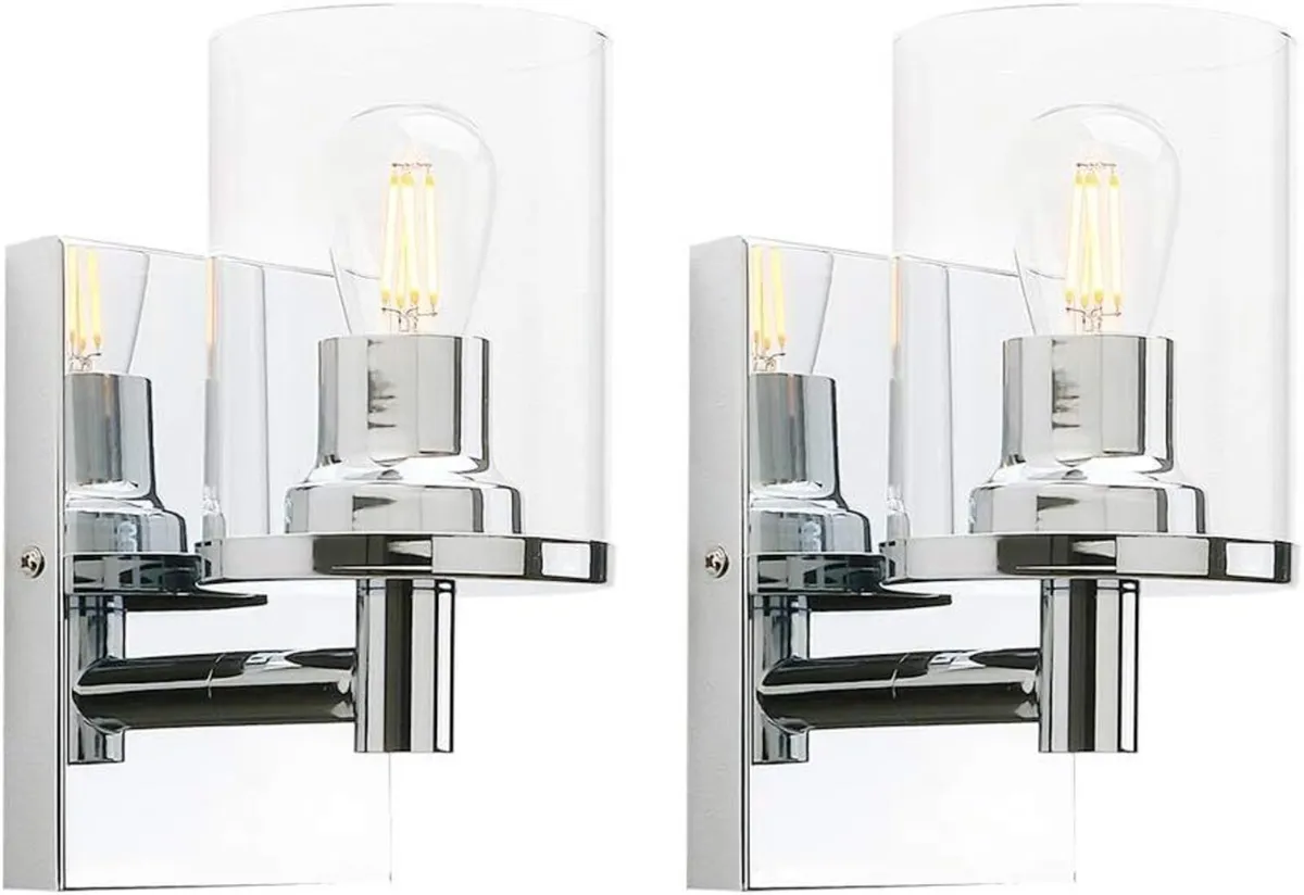 Lighting Pack of 2 Modern Glass Wall Lights - Image 1