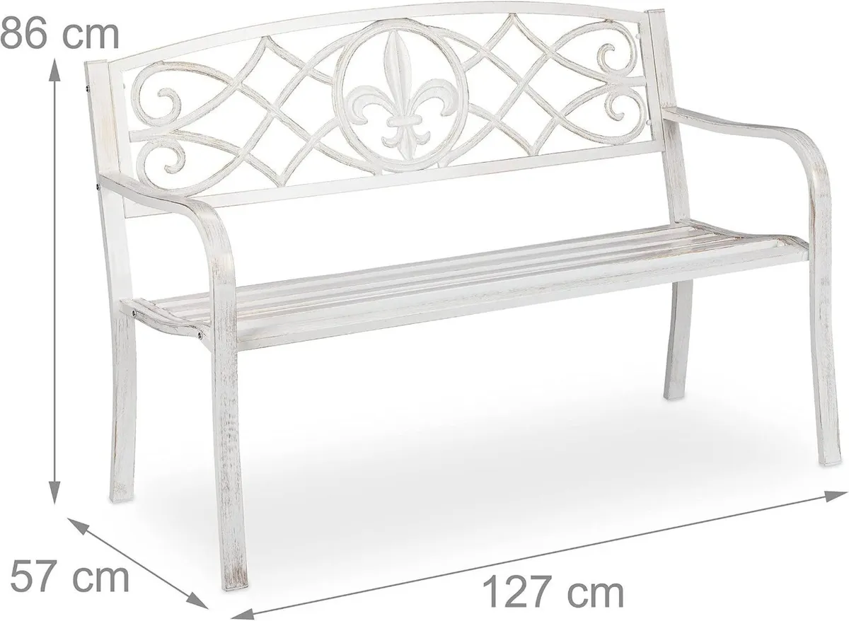 Garden Bench 2 Seater Made of Metal Cast - Image 3