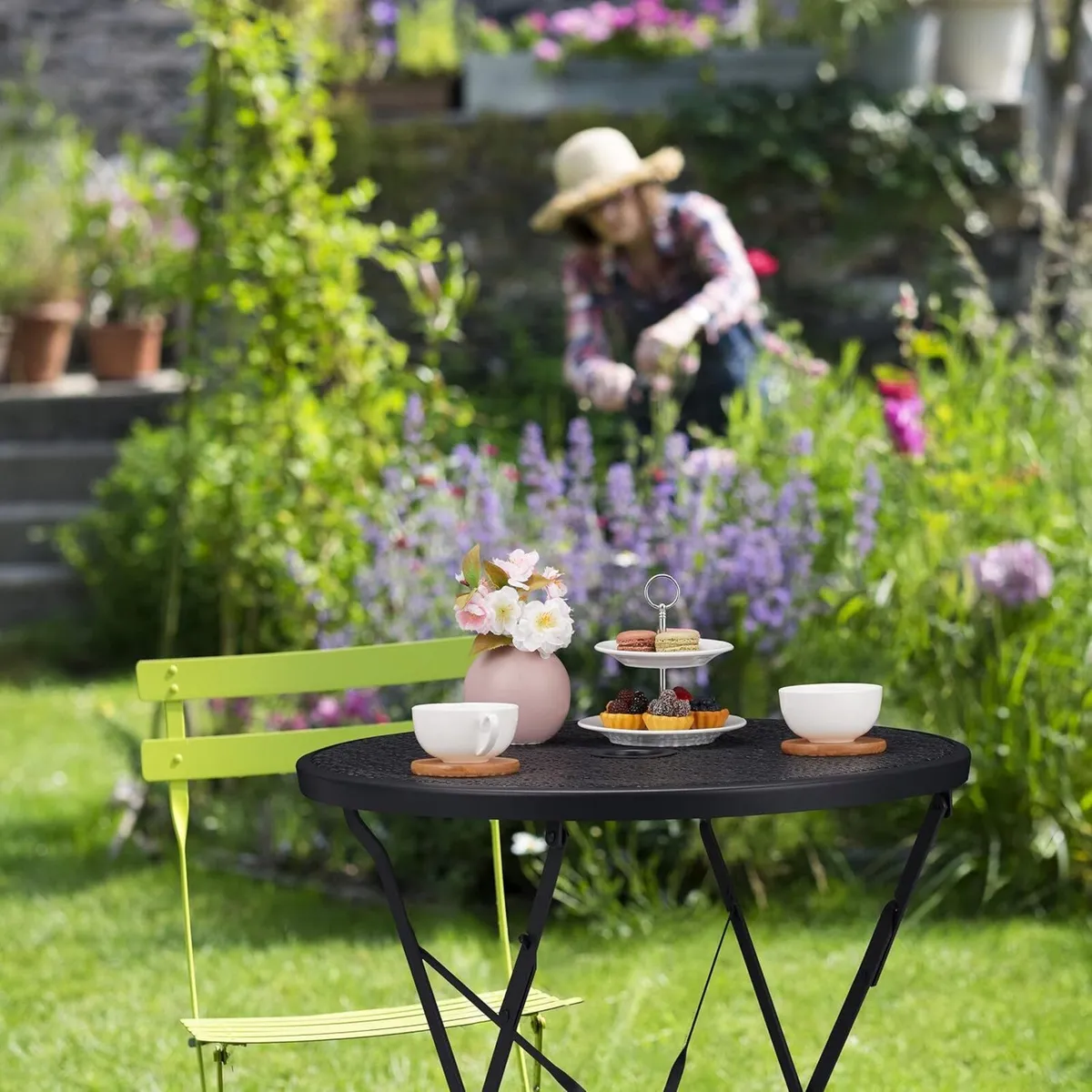 Garden Table Parasol Hole Weatherproof Steel Round - Image 4