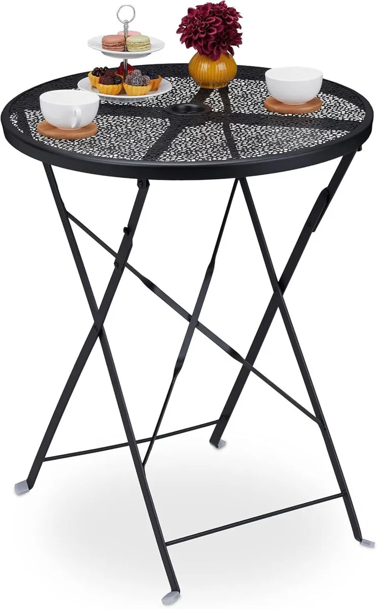 Garden Table Parasol Hole Weatherproof Steel Round - Image 1