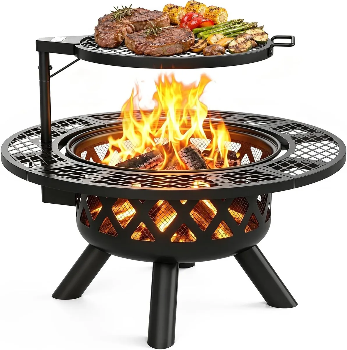 Outdoor Fire Pits Wood Pit with Grill Grate - Image 1