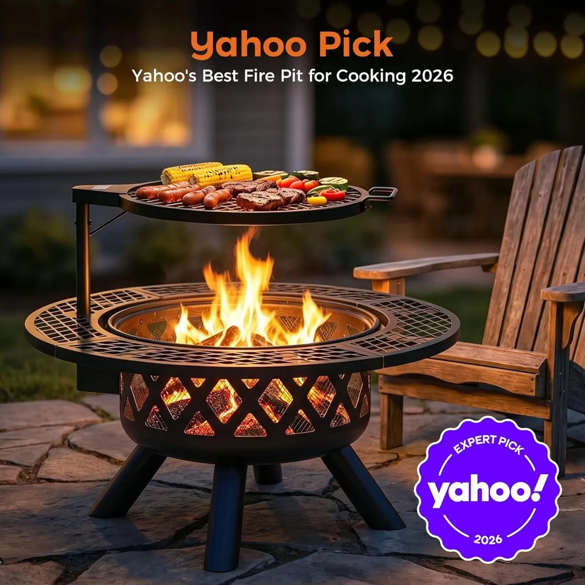 Outdoor Fire Pits Wood Pit with Grill Grate - Image 2
