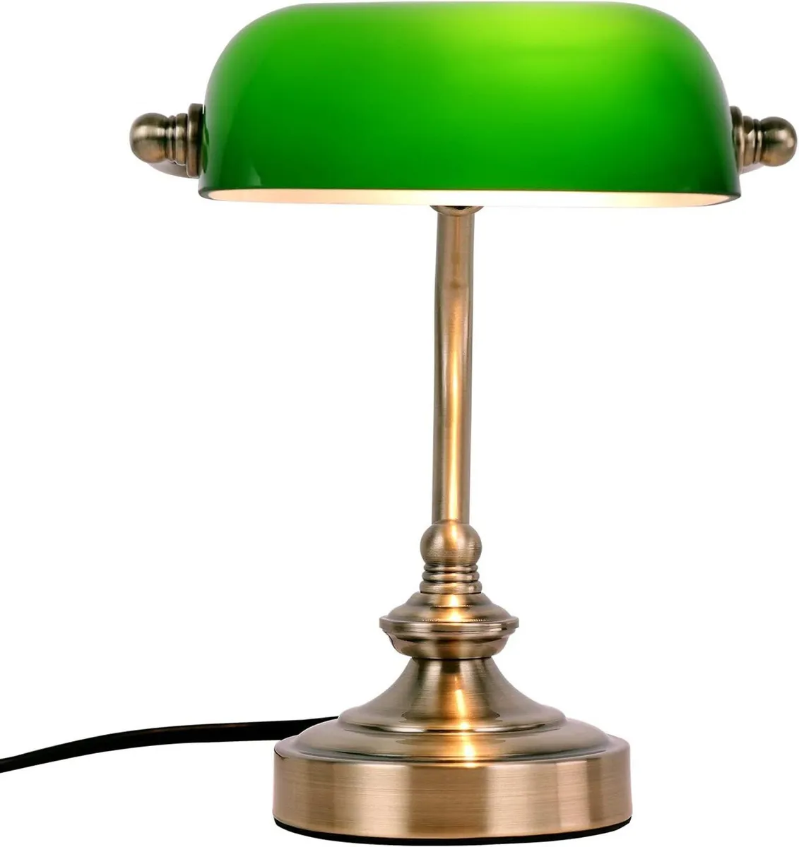 Office Desk Lamp Vintage Glass Table with Brass - Image 1