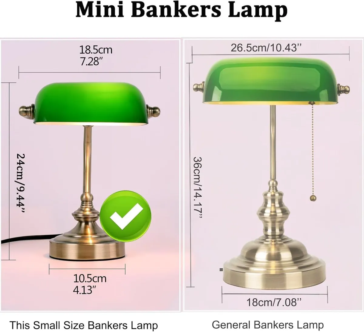 Office Desk Lamp Vintage Glass Table with Brass - Image 2