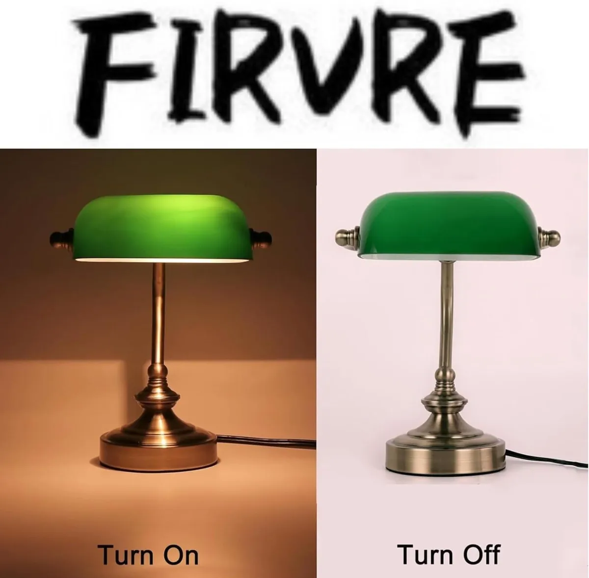 Office Desk Lamp Vintage Glass Table with Brass - Image 4