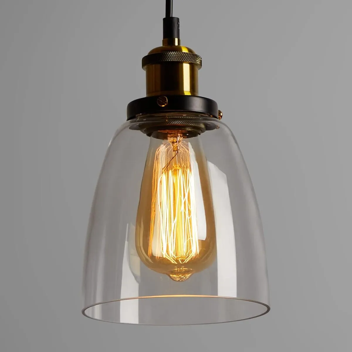Glass Pendant Light Vintage Industrial with Clear - Image 1