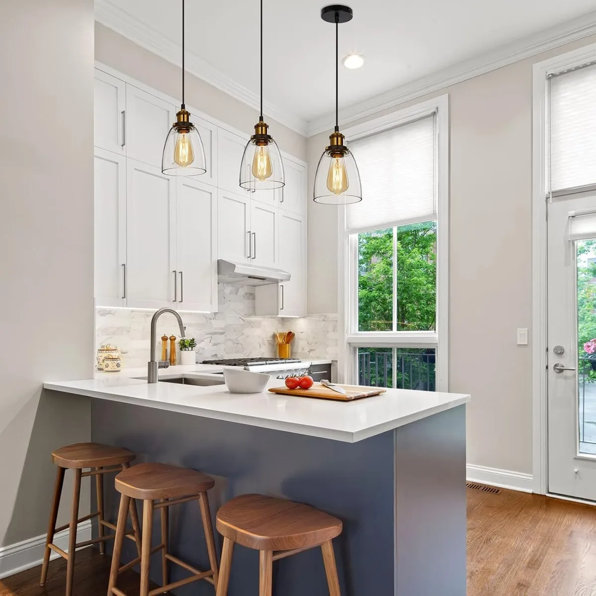 Glass Pendant Light Vintage Industrial with Clear - Image 2