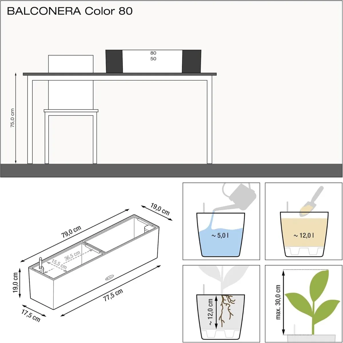 Self Watering Plant Pots Balconera Colour 2 X (2 - Image 3