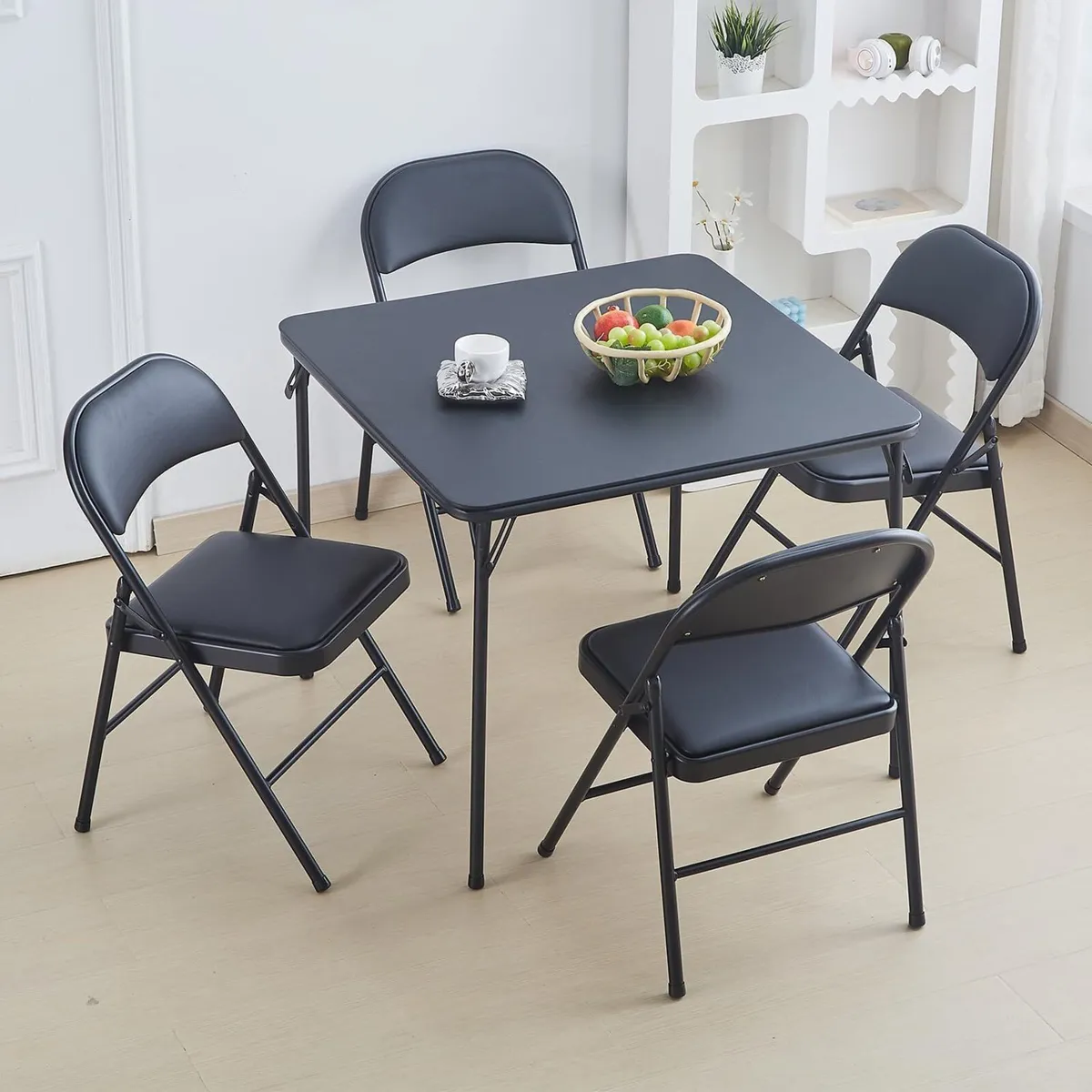 Folding Chairs Vinyl Foldable Portable (Set of 4) - Image 2