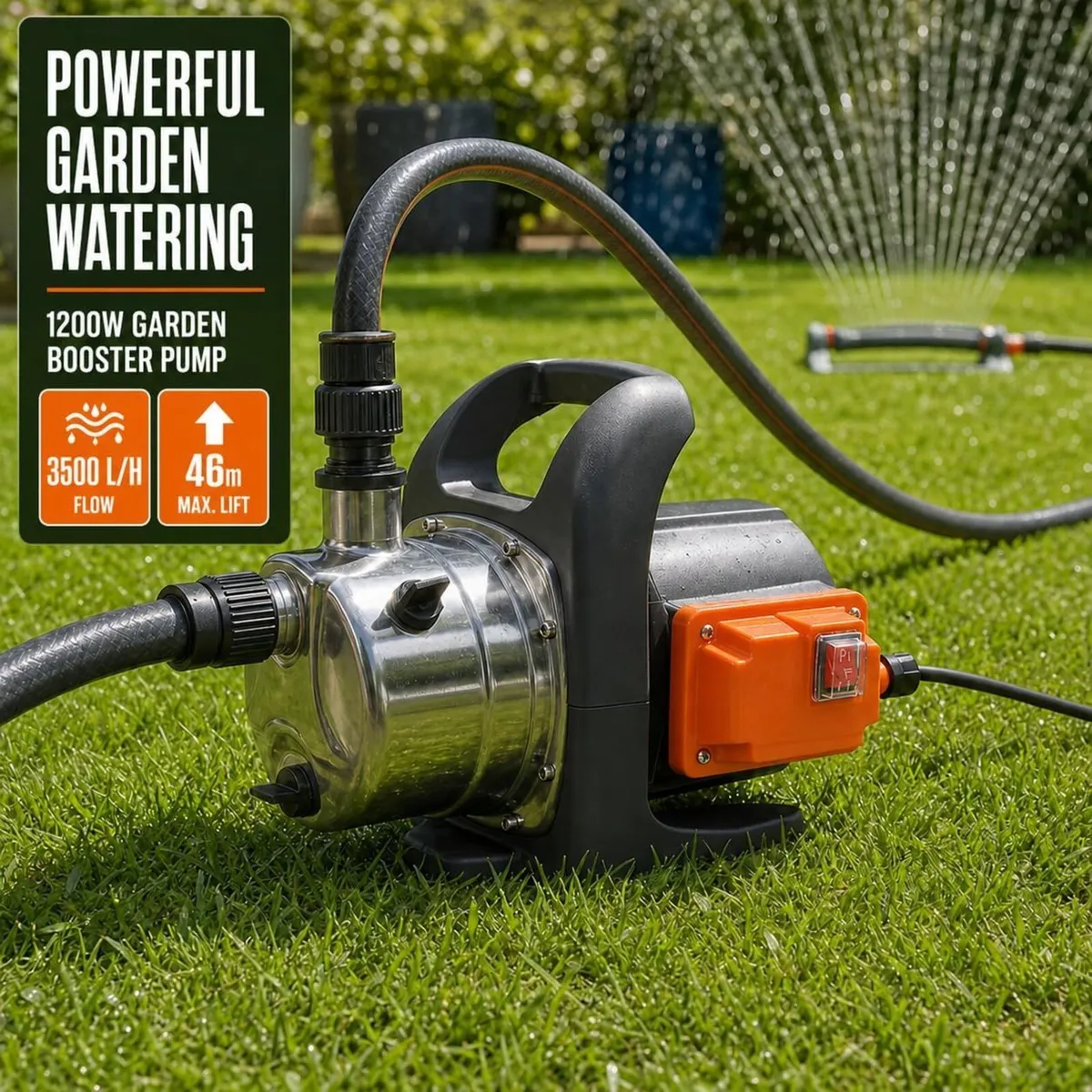 1200W Portable Garden Booster Jet Pump 3500L H - Image 2