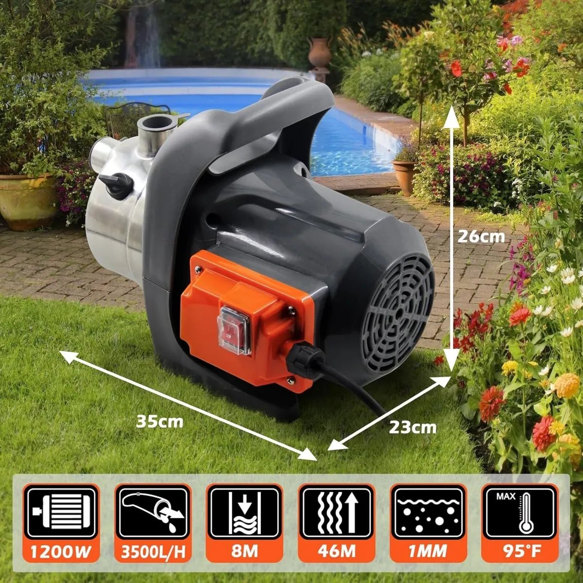 1200W Portable Garden Booster Jet Pump 3500L H - Image 4