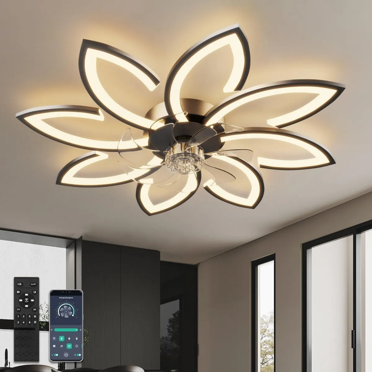 35.4" Ceiling Fans with Lights and Remote LED - Image 1