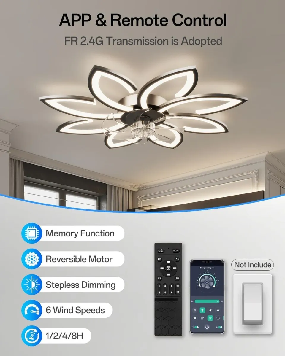 35.4" Ceiling Fans with Lights and Remote LED - Image 4