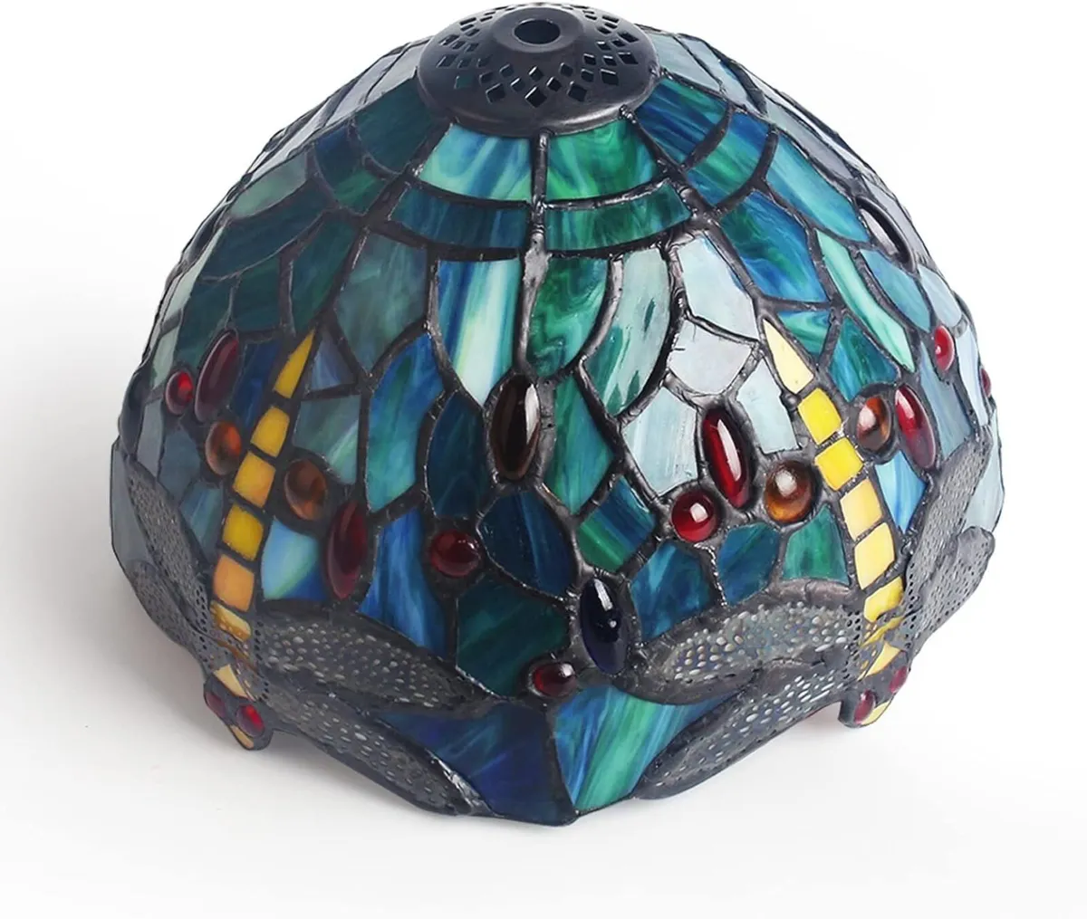 8'' Stained Glass Table Lamp Vintage Desk Bedside - Image 3