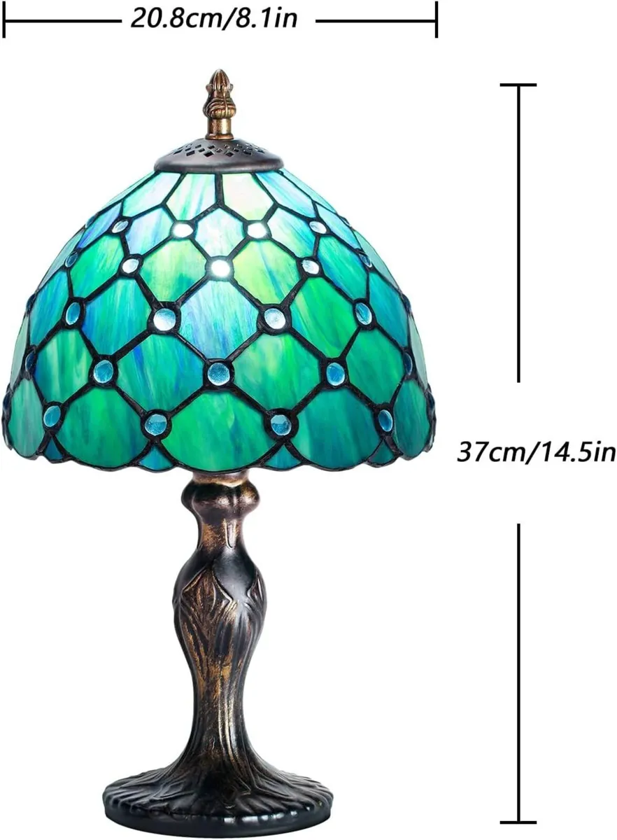 8'' Stained Glass Table Lamp Vintage Desk Bedside - Image 2
