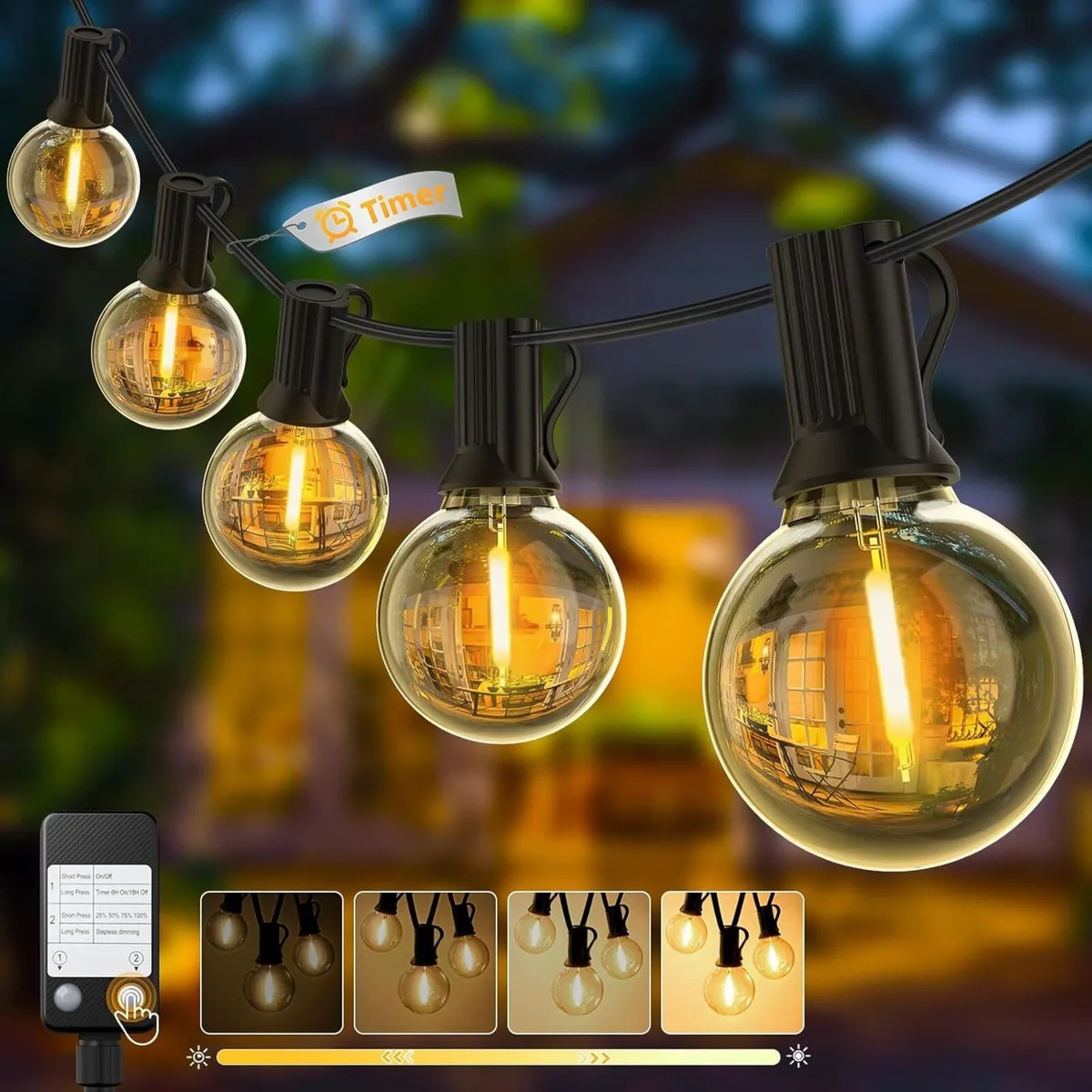 Outdoor Garden Lights Mains Powered 200FT 60m - Image 1