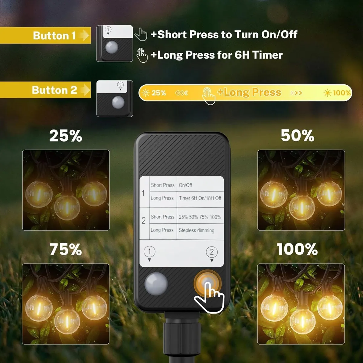 Outdoor Garden Lights Mains Powered 200FT 60m - Image 4
