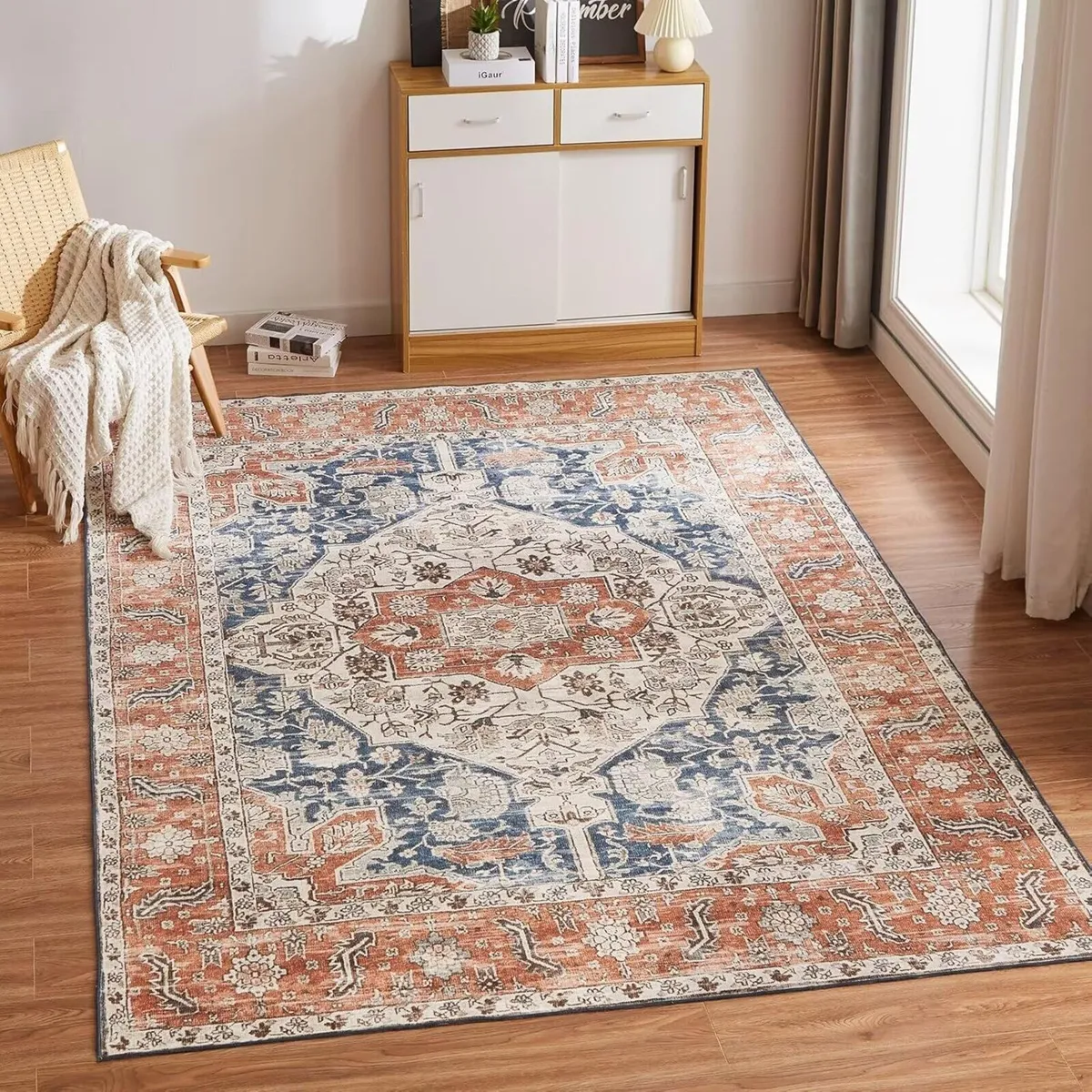 Washable Rugs Living Room Short Pile Area Rug - Image 1