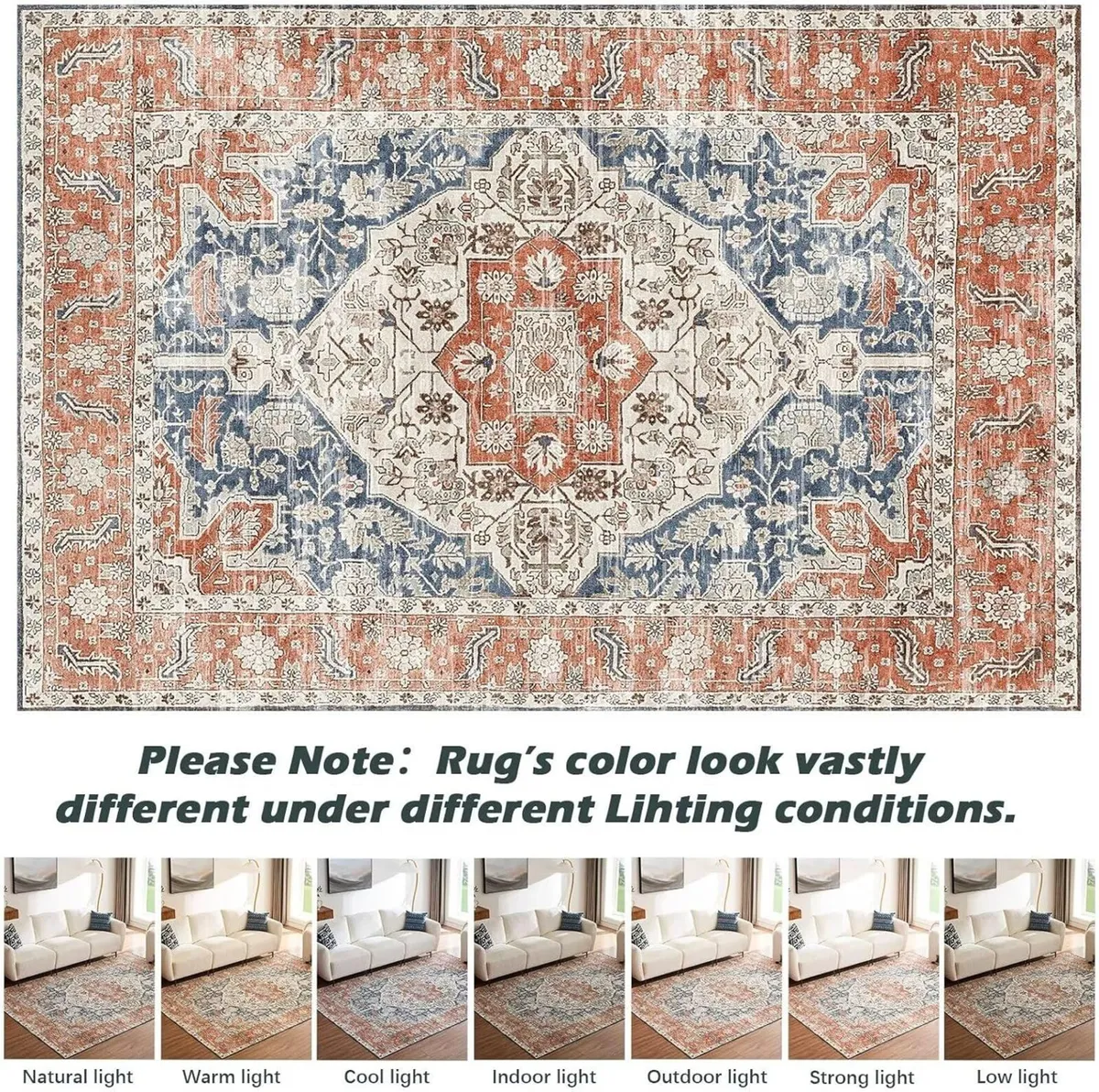 Washable Rugs Living Room Short Pile Area Rug - Image 2
